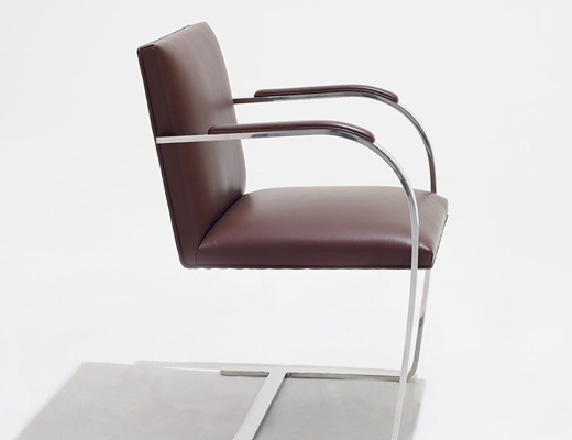Flat Bar Brno Chair in brown leather upholstery