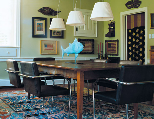 Tubular Bar Brno dining chair in black leather