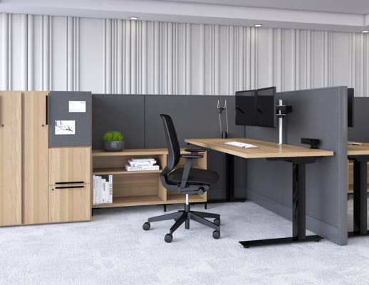 anchor double-wide pedestal raised foot workstation side access tower dividends Skyline glass gallery panel k. stand sapper xyz