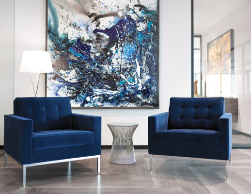 knoll works 2021 avison young more than a workplace florence knoll lounge chair platner side table lobby lounge shared spaces